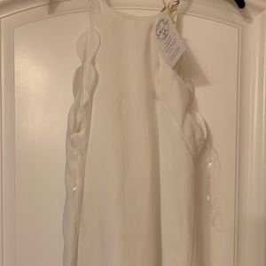 White scalloped hem tank